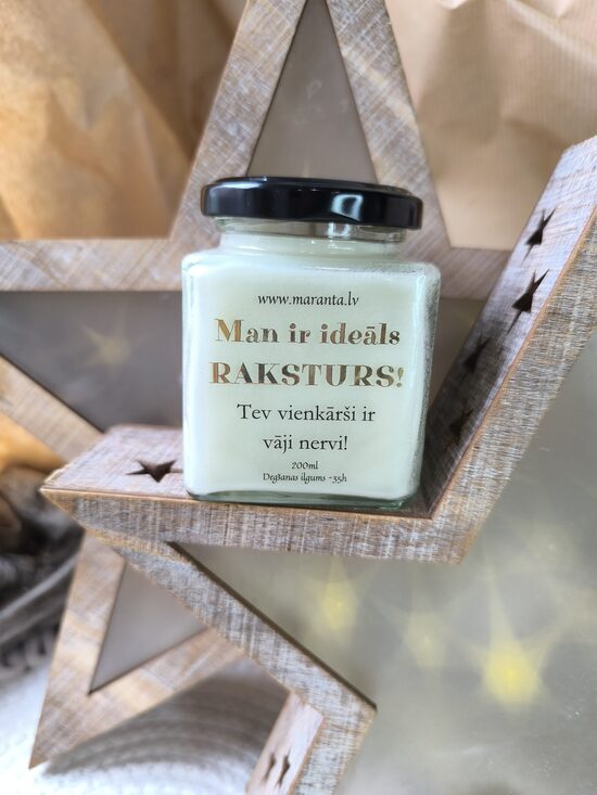 Sojas vaska svece MAN IR IDEĀLS RAKSTURS